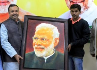 मोदी-योगी का पोट्रेट