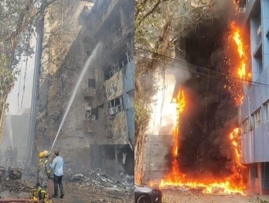 खनिज भवन में लगी भीषण आग, मचा हड़कंप खनिज भवन
