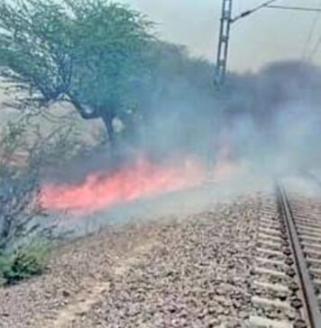 पटरी के किनारे आग