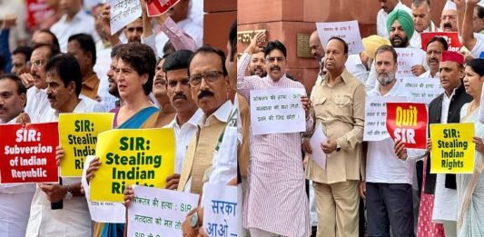 संसद सत्र के दूसरे दिन विपक्ष के सांसदों ने किया प्रदर्शन, वोटर लिस्ट पुनरीक्षण को बताया ‘भारतीय अधिकारों की चोरी’ विरोध प्रदर्शन