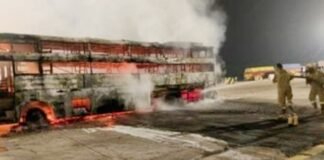 अब काकोरी में लगी सवारियों से भरी डबल डेकर बस में भीषण आग, सामान जला, बाल-बाल बचे यात्री बस का टायर फटा