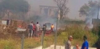 बंथरा के फार्म हाउस में लगी भीषण आग, फर्नीचर-घरेलू सामान जला भीषण आग