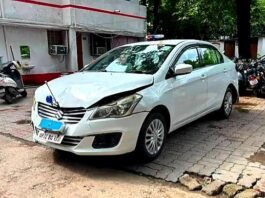 शहीद पथ पर अनियंत्रित वाहनों की चपेट में आई IPS अफसर की गाड़ी, बाल-बाल बचे DIG हेमराज मीणा शहीद पथ