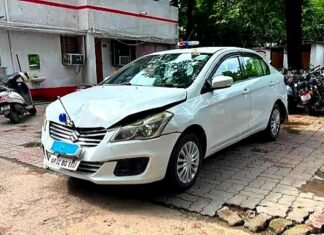शहीद पथ पर अनियंत्रित वाहनों की चपेट में आई IPS अफसर की गाड़ी, बाल-बाल बचे DIG हेमराज मीणा शहीद पथ
